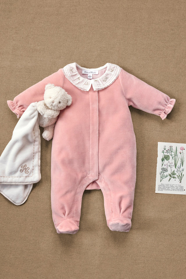 Pyjama - Perzik velours kraag met ruches - Image principale