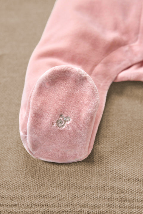 Pyjama - Perzik velours kraag met ruches - Image principale