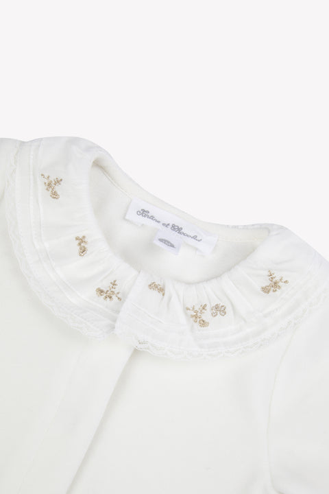 Pyjama - Ecru velours col volanté - Image principale