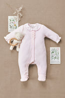 Pyjama - Roze velours geschulpte peter pan kraag