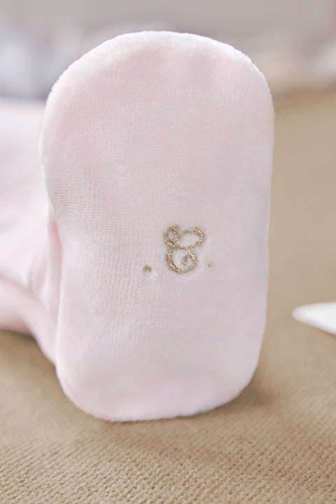 Pyjama - Rose velours col Claudine festonné - Image principale