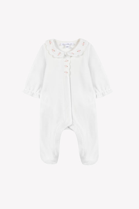 Pijama - Marfil pálido Terciopelo Cuello Peter Pan Festoneado - Image principale