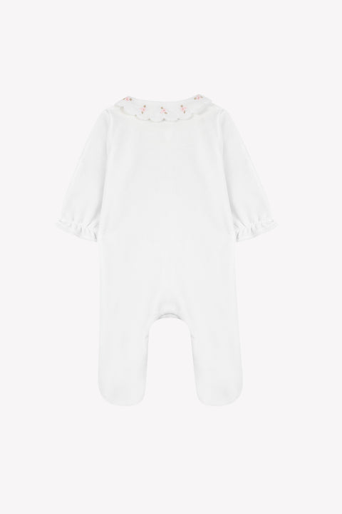 Pyjama - Rose pâle velours col Claudine festonné - Image principale
