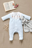 Pyjama - Bleu ciel coton col Claudine animaux