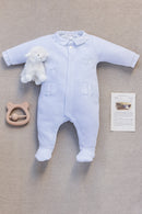 Pyjama - Bleu ciel velours rayures bleues
