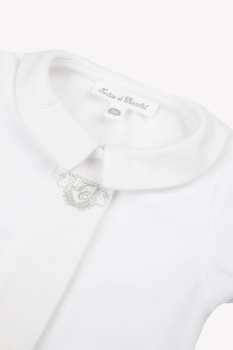 Pigiama - Bianco Velluto Colletto Claudine - Image principale