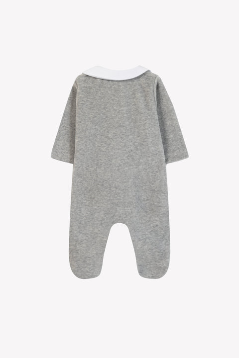 Pyjama - Gris clair velours col Claudine - Image principale