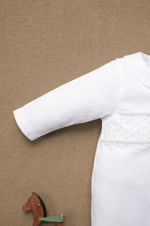 Pajamas - White cotton Pointed collar Embrodery - Image principale
