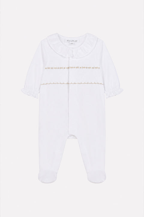 Pajamas - White cotton Scalloped - Image principale