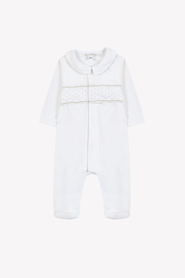 Pajamas - White cotton Pointed collar Embrodery - Image principale