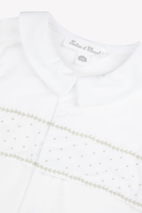 Pajamas - White cotton Pointed collar Embrodery - Image principale