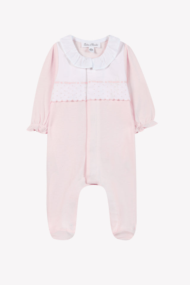 Pajamas - Pale pink cotton Peter pan collar gathered - Image principale