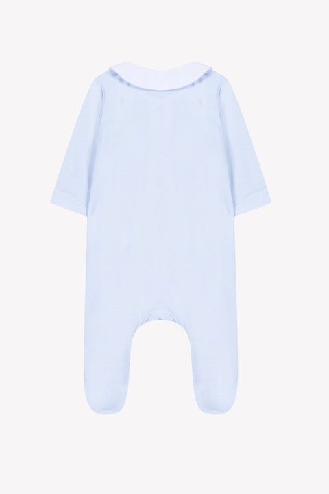 Pajamas - Sky blue cotton Pointed collar Embrodery - Image principale
