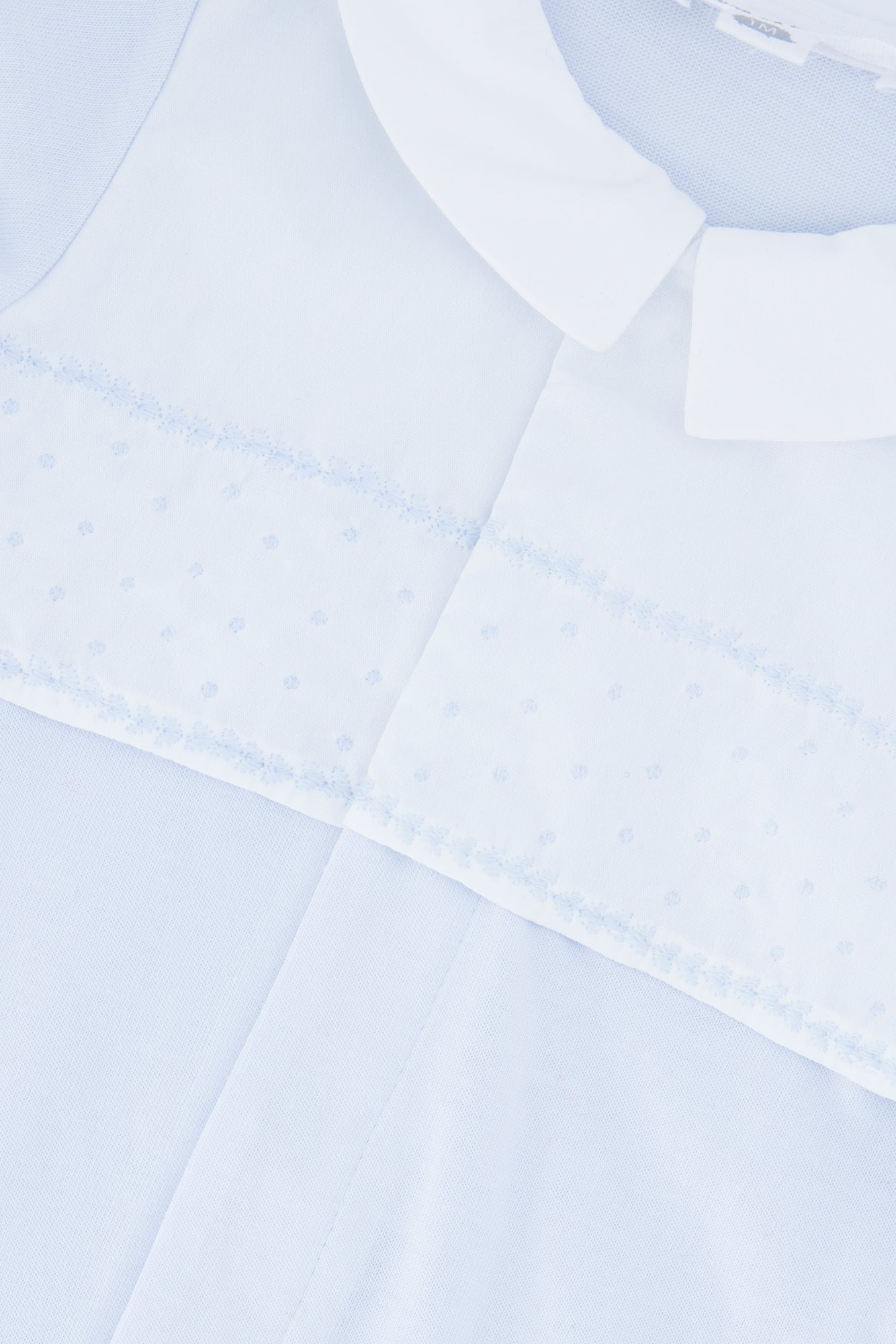 Pajamas - Sky blue cotton Pointed collar Embrodery