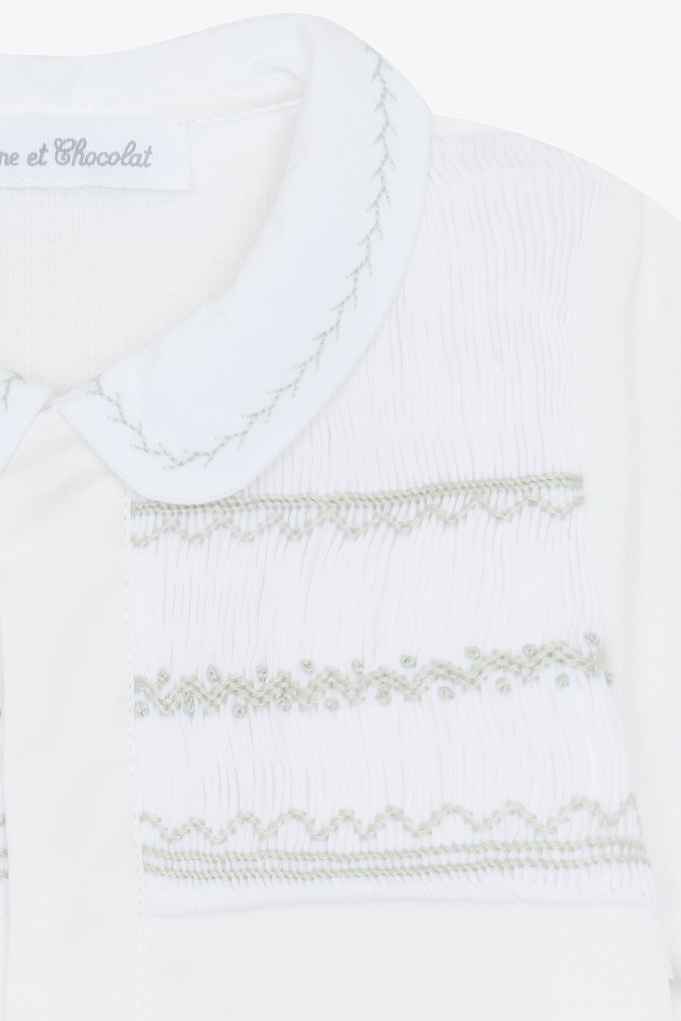 Pajamas - Ecru cotton Peter pan collar Embrodery