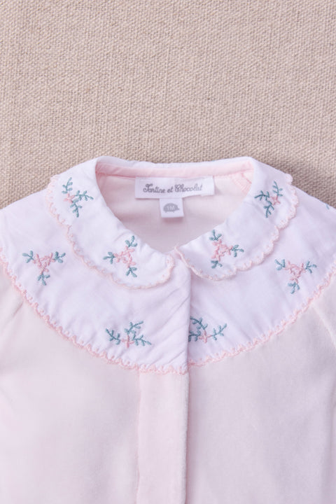 Pijama - Rosa pálido Terciopelo Bordado - Image principale