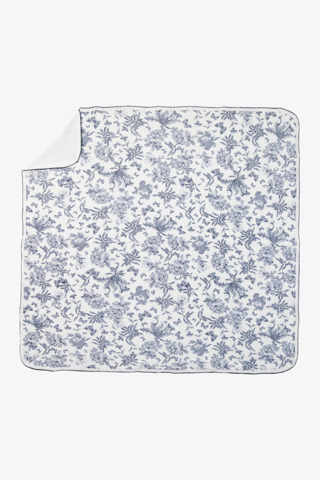 Plaid - Marine coton inspiration toile de jouy - Image principale