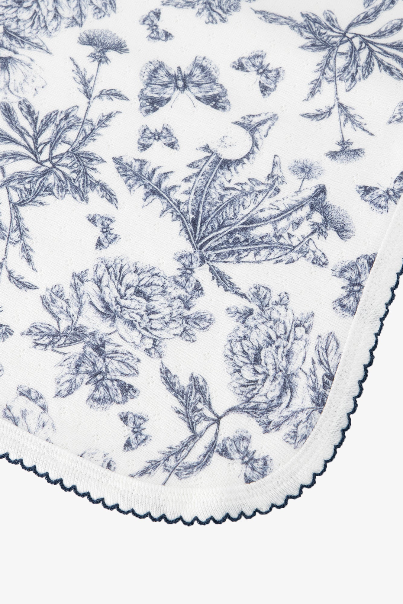 Plaid - Marine coton inspiration toile de jouy