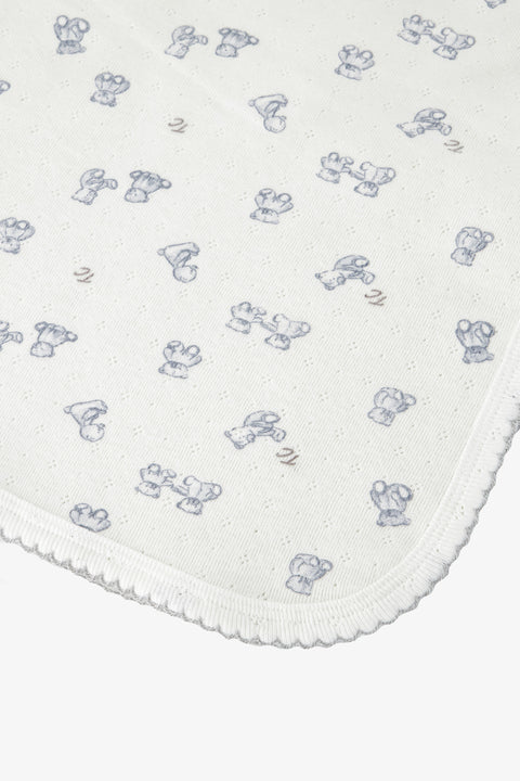 Plaid - Gris claid coton imprimé ourson festonné - Image principale