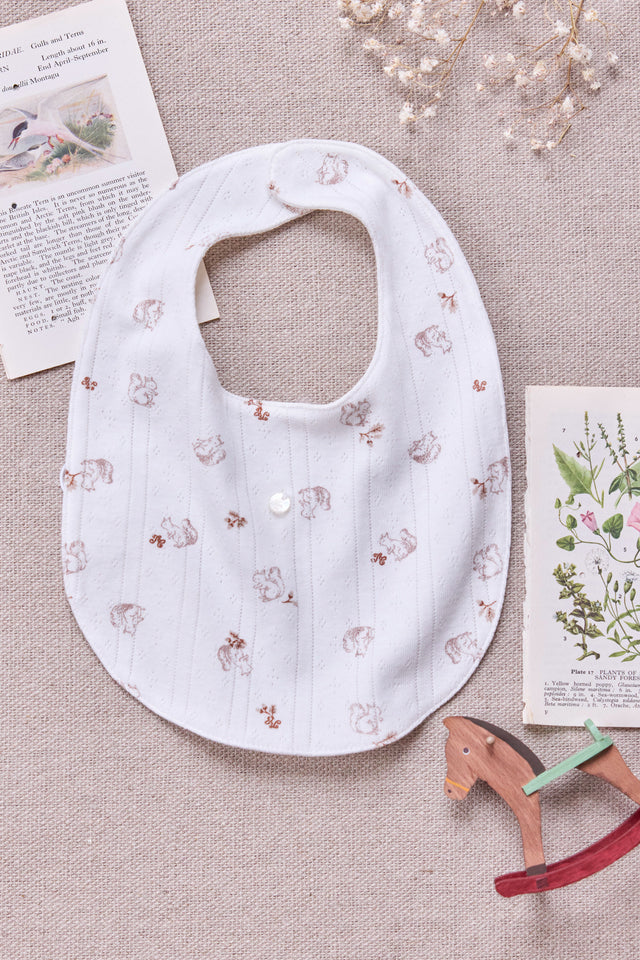 Bavaglino - Beige stampa scoiattolo in cotone leggero - Image principale