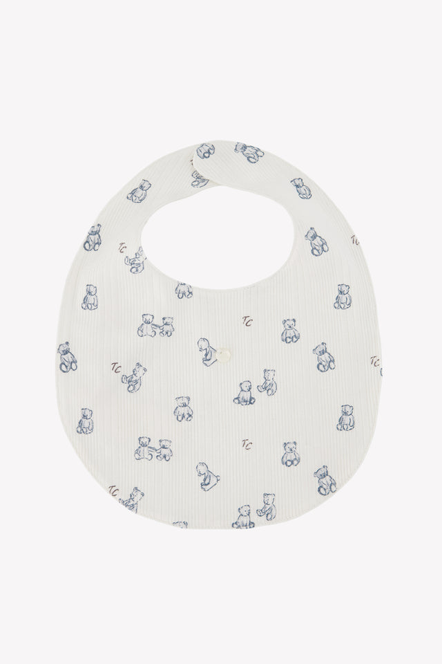 Bavoir - Ecru coton imprimé ourson - Image principale