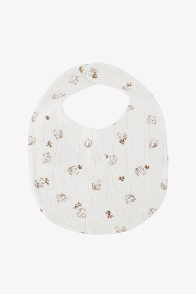 Bavoir - Beige clair coton imprimé écureuil - Image principale