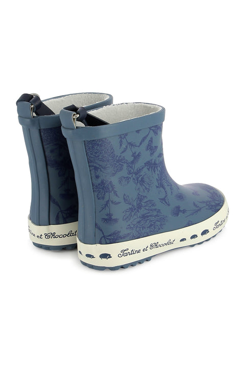 Bottes de pluie - Marine imprimé inspiration Toile de Jouy - Image principale