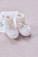 Chaussons - Ecru laine cachemire torsadé