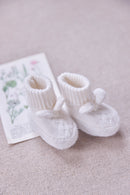 Chaussons - Ecru laine cachemire maille tressée