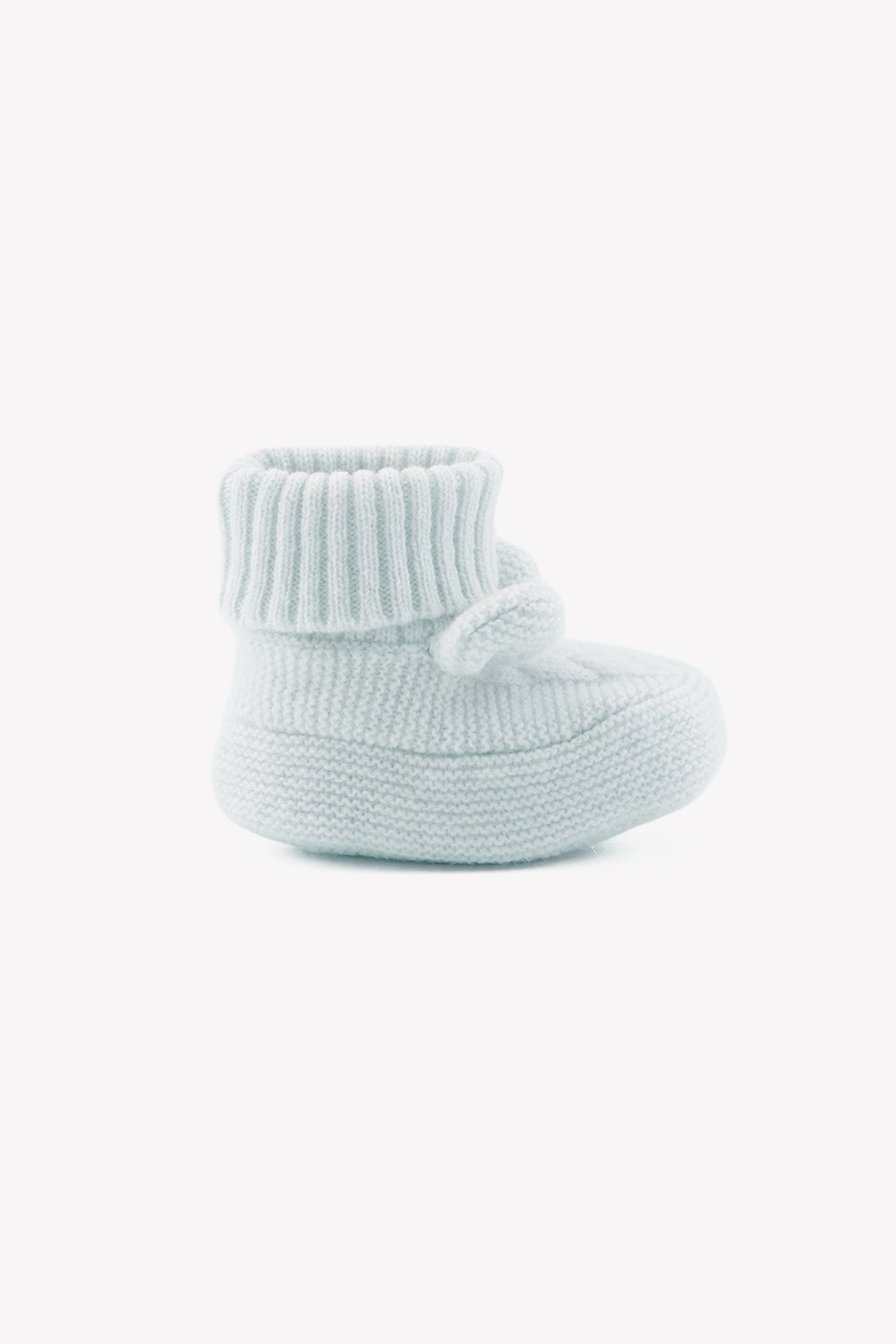 Chaussons - Bleu ciel laine cachemire maille tressée