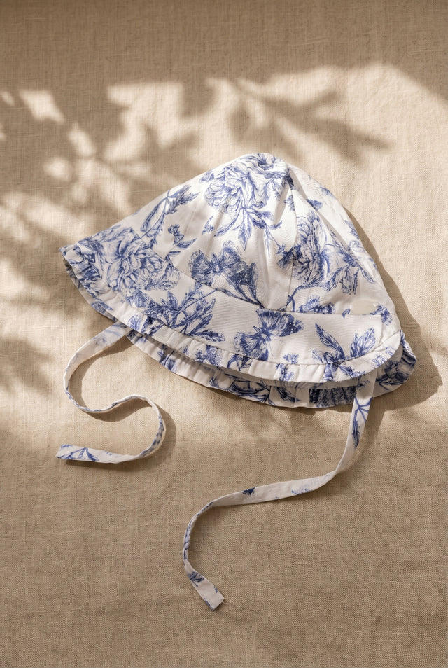 Bob - Bleu coton imprimé inspiration toile de jouy - Image principale