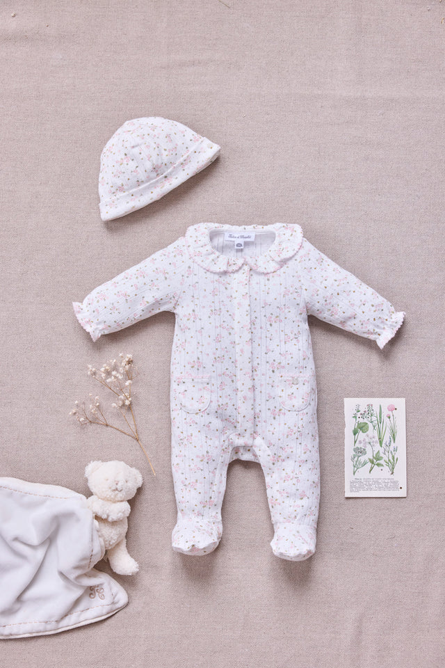 Pajamas - Ecru cotton Print flowery - Image principale