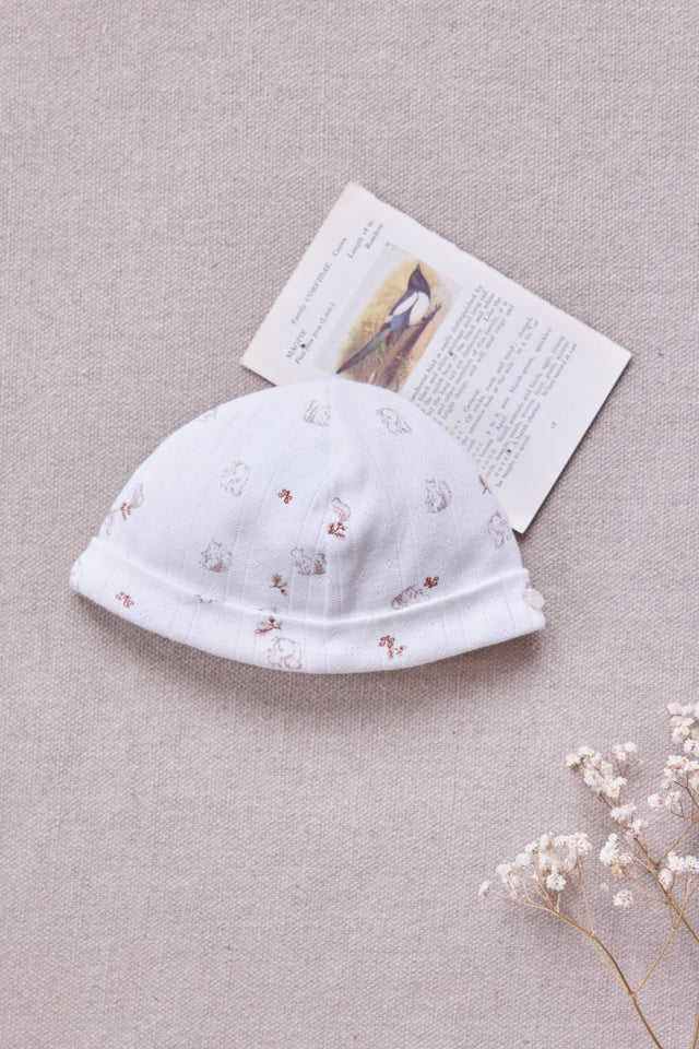 Berretto - Beige stampa scoiattolo in cotone leggero - Image principale