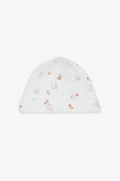 Berretto - Beige stampa scoiattolo in cotone leggero - Image principale
