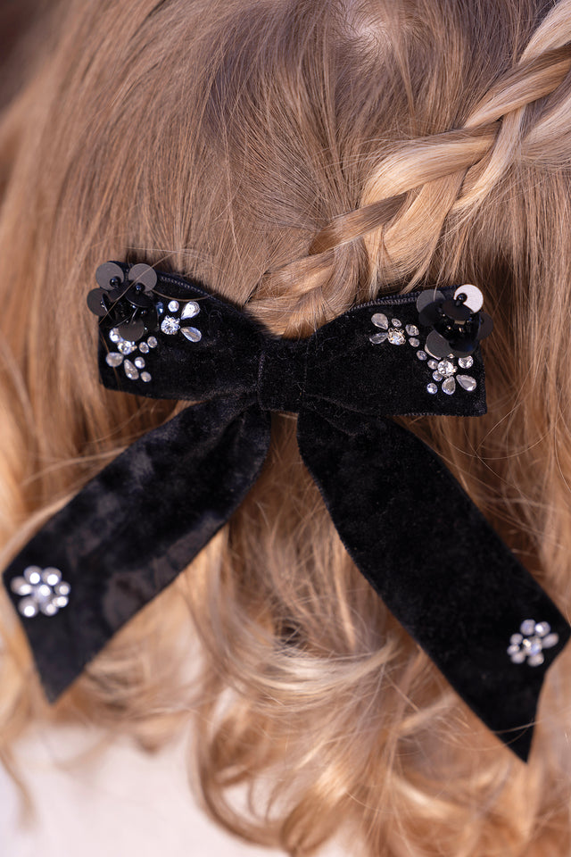 Barrette - Noir velours sequins - Image principale