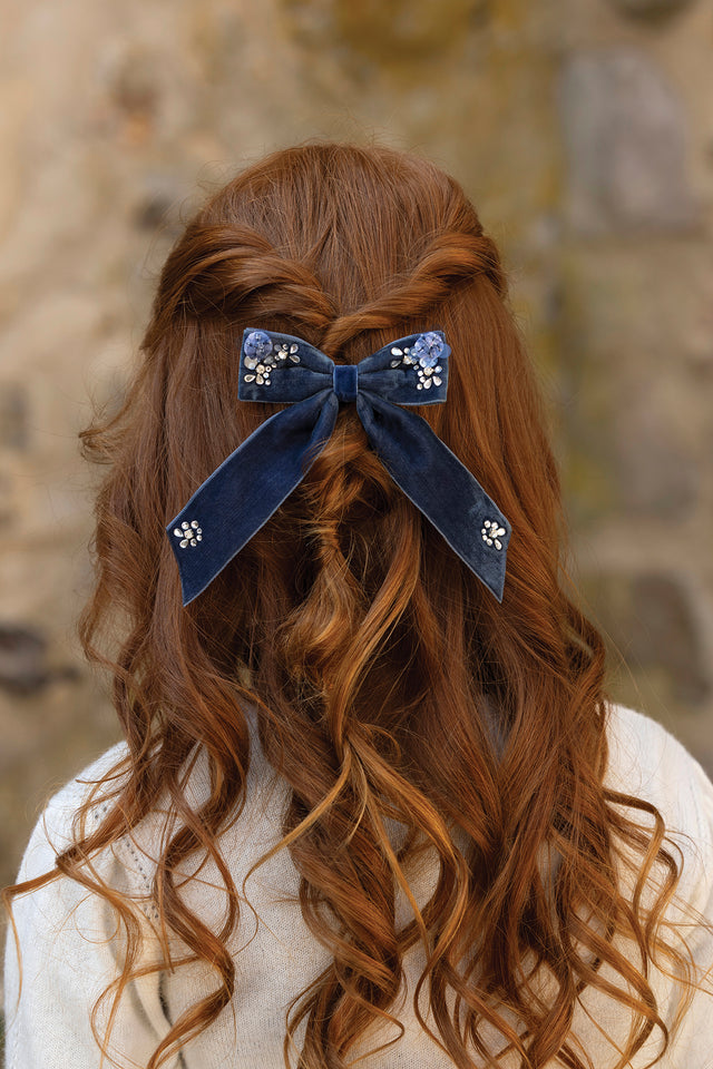 Barrette - Marine velours sequins - Image principale