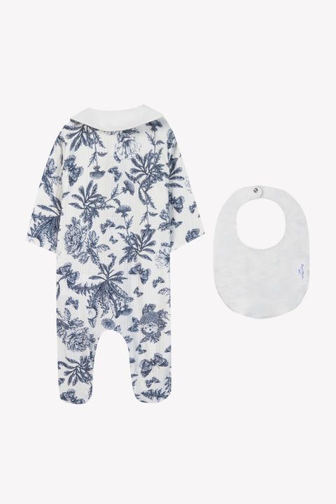 Coffret - Marine pyjama et bavoir toile de jouy - Image principale