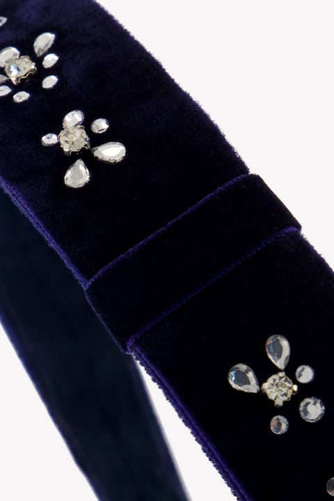 Fascia per capelli - Blu navy Velluto Paillettes - Image principale