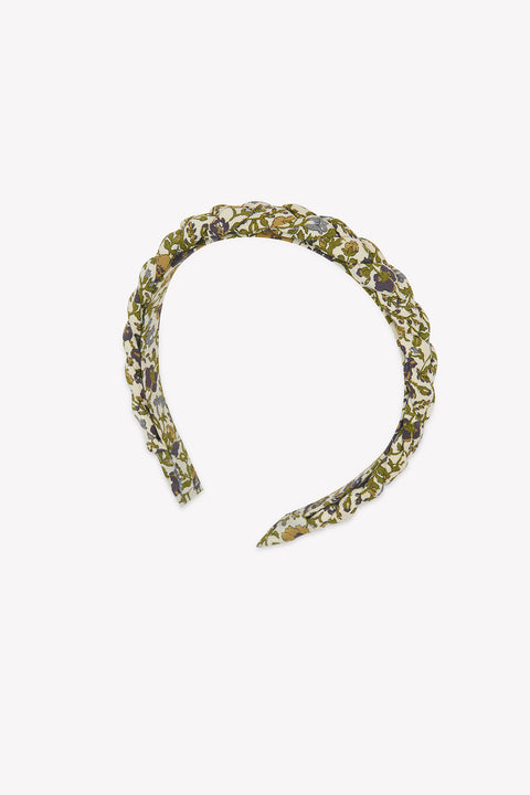 Serre-tête - Olive coton imprimé liberty tresse - Image principale