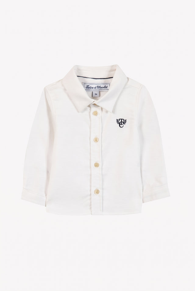Shirt - White cotton Pointed collar Embrodery TC - Image principale