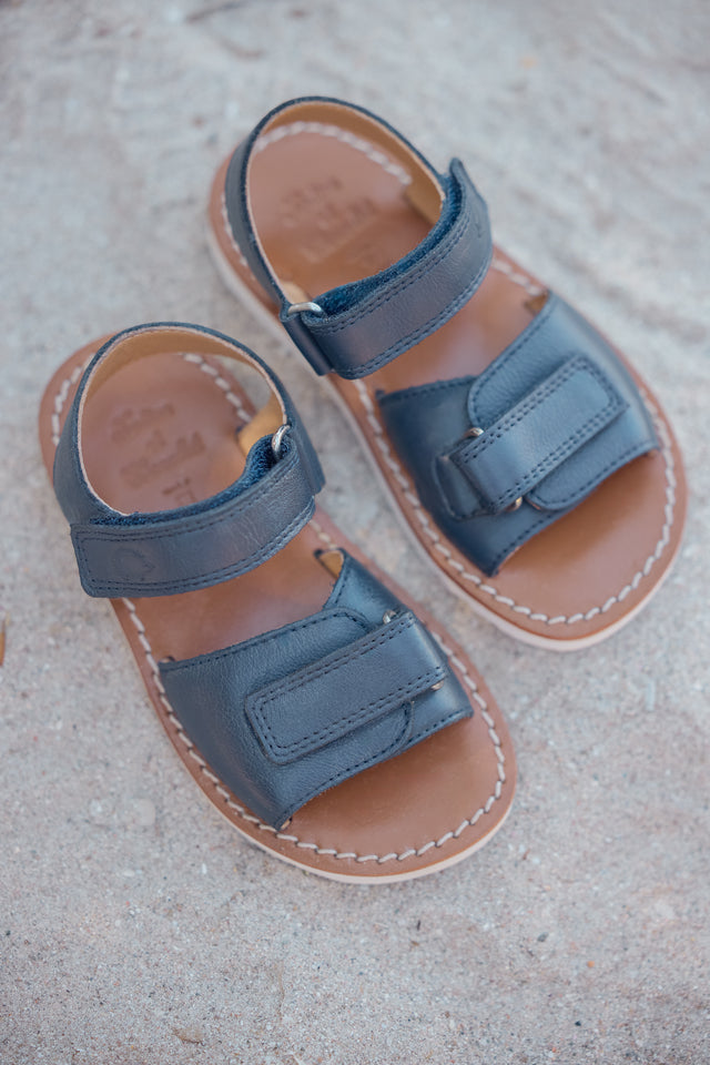 Sandalen - Leder Blau Marine - Image principale