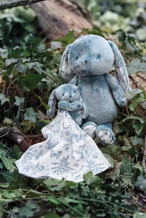 Augustin le Lapin - Doudou imprimé inspiration Toile de Jouy bleu - Image principale