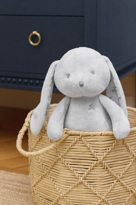 Augustin le Lapin - Doudou imprimé inspiration Toile de Jouy gris - Image principale