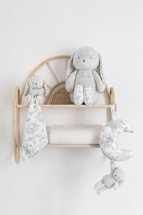 Augustin le Lapin - Imprimé inspiration Toile de Jouy gris 25cm - Image principale