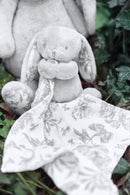 Augustin le Lapin - Doudou imprimé inspiration Toile de Jouy gris