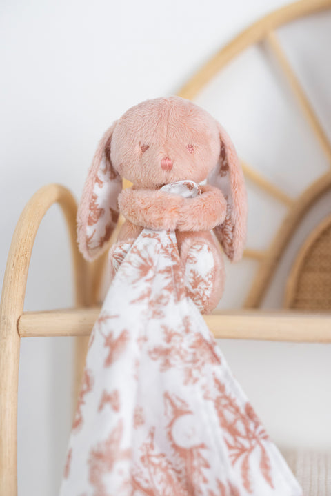 Augustin le Lapin - Doudou imprimé inspiration Toile de Jouy rose - Image principale