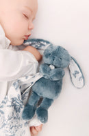 Augustin le Lapin - Doudou imprimé inspiration Toile de Jouy bleu