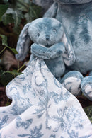 Augustin le Lapin - Doudou imprimé inspiration Toile de Jouy bleu