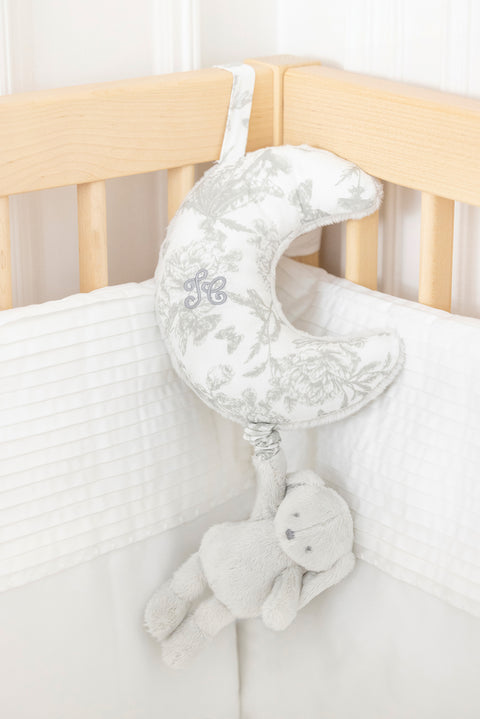 Augustin le Lapin musical - Imprimé inspiration Toile de Jouy gris - Image principale