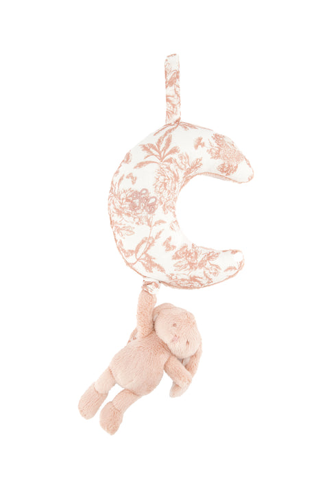 Augustin le Lapin musical - Imprimé inspiration Toile de Jouy rose - Image principale